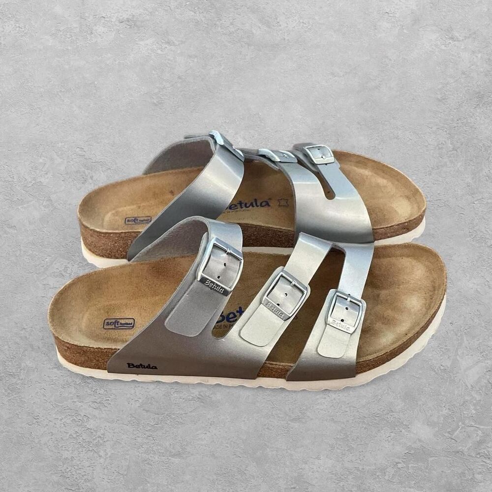 Betula by Birkenstock Leo Soft Sandals Silver 11 Metallic Comfort